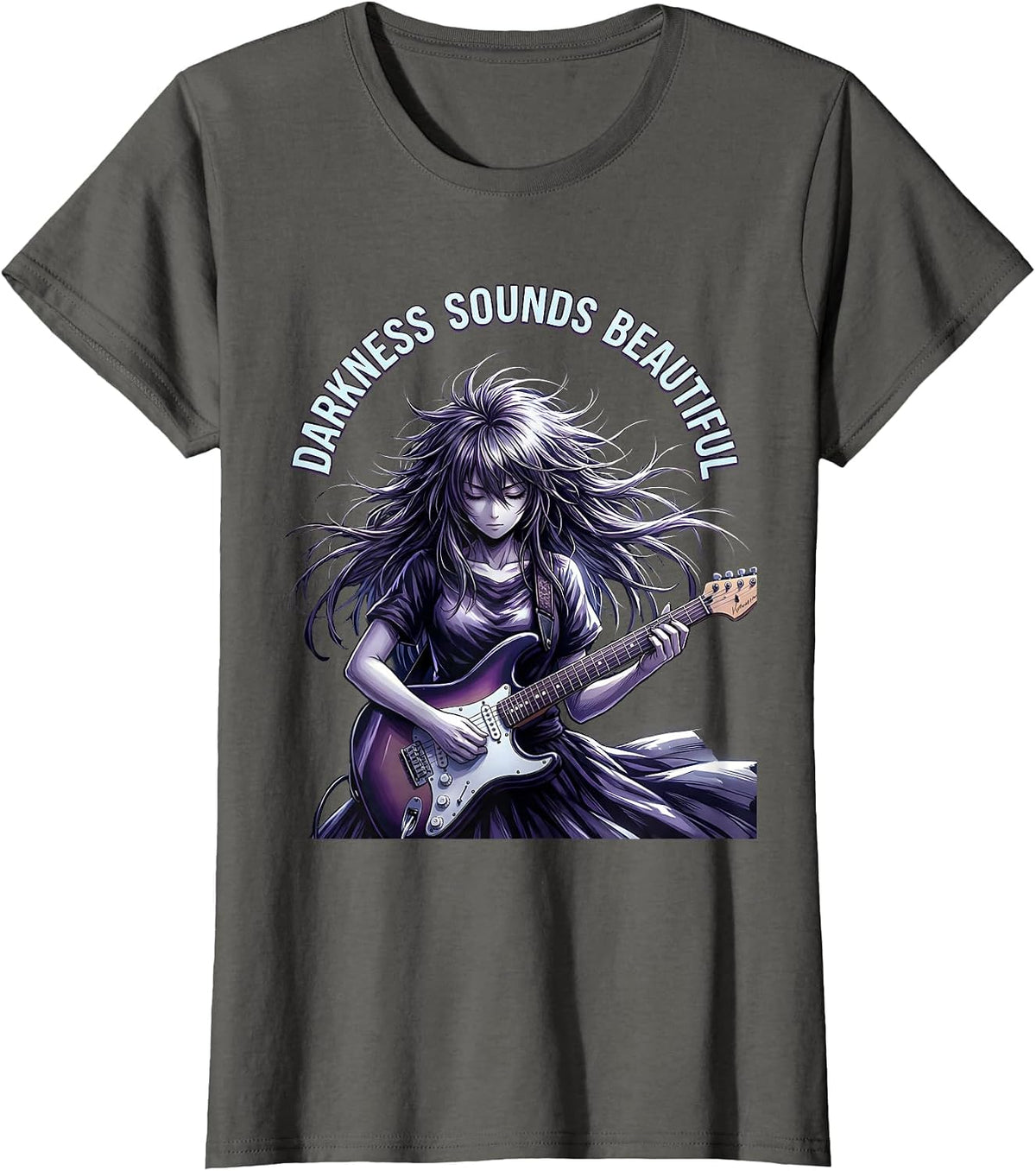 Women's Darkness Sounds Beautiful Metal Band Design T-Shirt - Asphalt Grey
