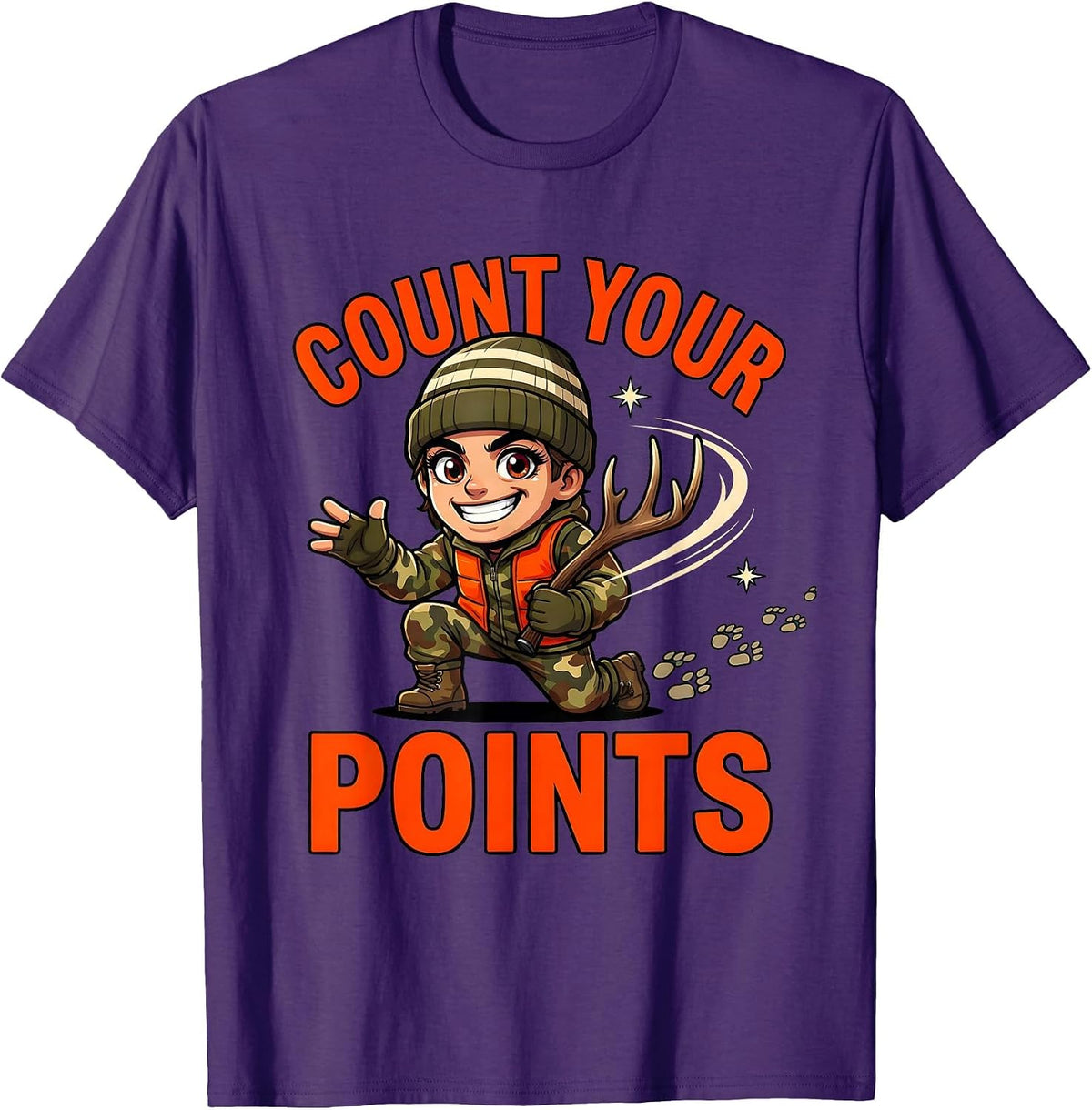 Men's COUNT YOUR POINTS Funny Whitetail Deer Hunter Christmas T-Shirt - Purple