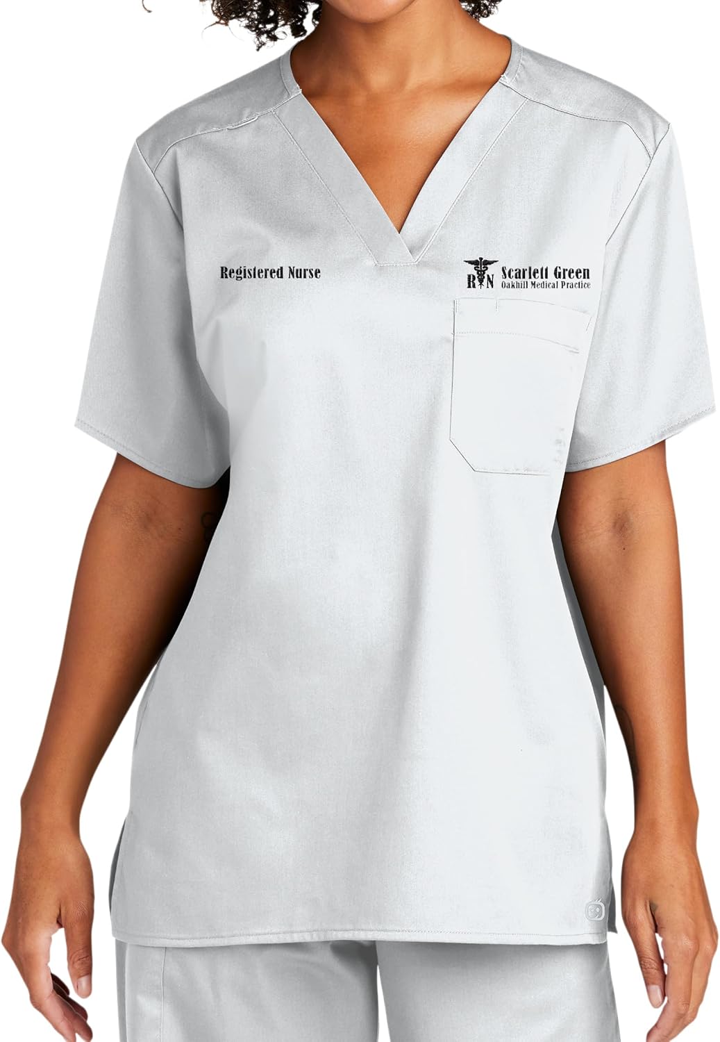 Custom Embroidered Unisex Adult Medical V-Neck Scrub Top & Scrub Bottom - Adults, Medical Professionals - White