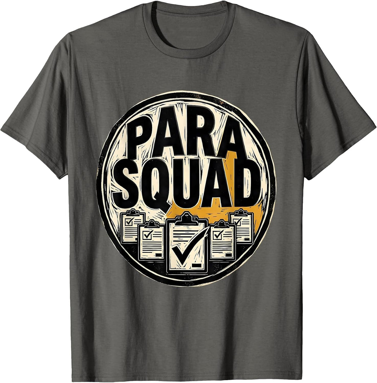 Men's Para Squad Linocut Teacher Aide Appreciation Back To School T-Shirt - Asphalt Grey