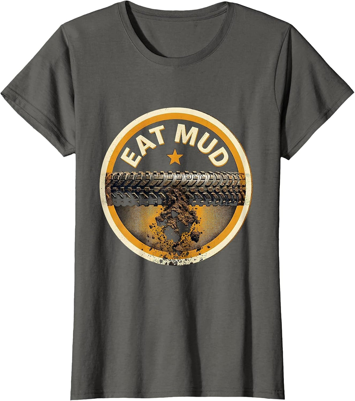 Women's Dirt Bike Tread Star Motocross Humor T-Shirt - Asphalt Grey