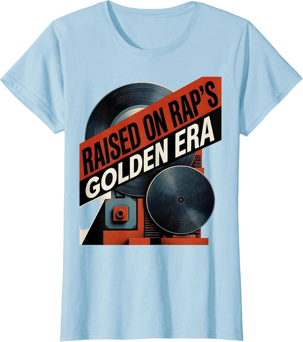 Raised On Rap's Golden Era Constructivist Poster Old School T-Shirt - Baby Blue