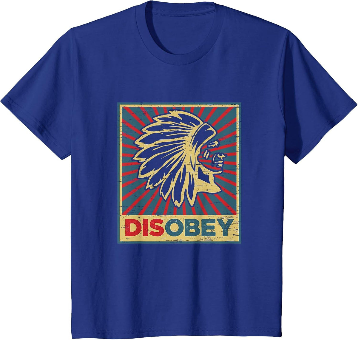 Disobey Tribe Ethnic Pride Columbus American Regalia T-Shirt - Royal Blue