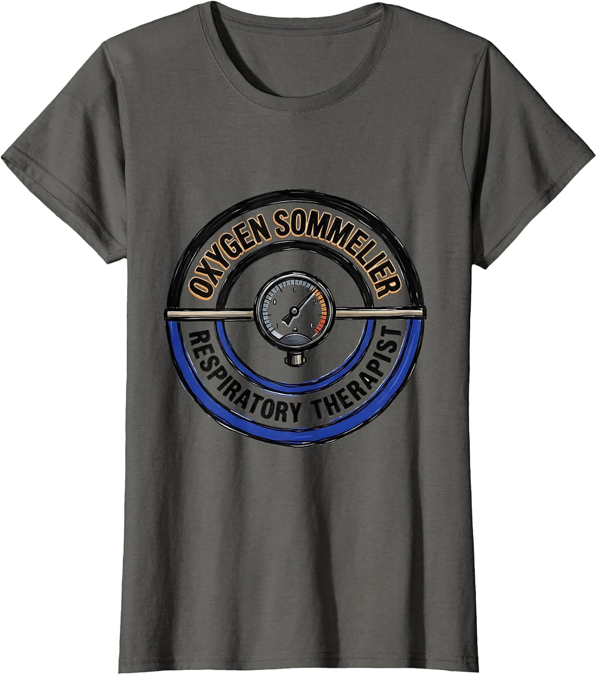 Women's Oxygen Sommelier Respiratory Therapist Occupational Pride T-Shirt - Asphalt Grey
