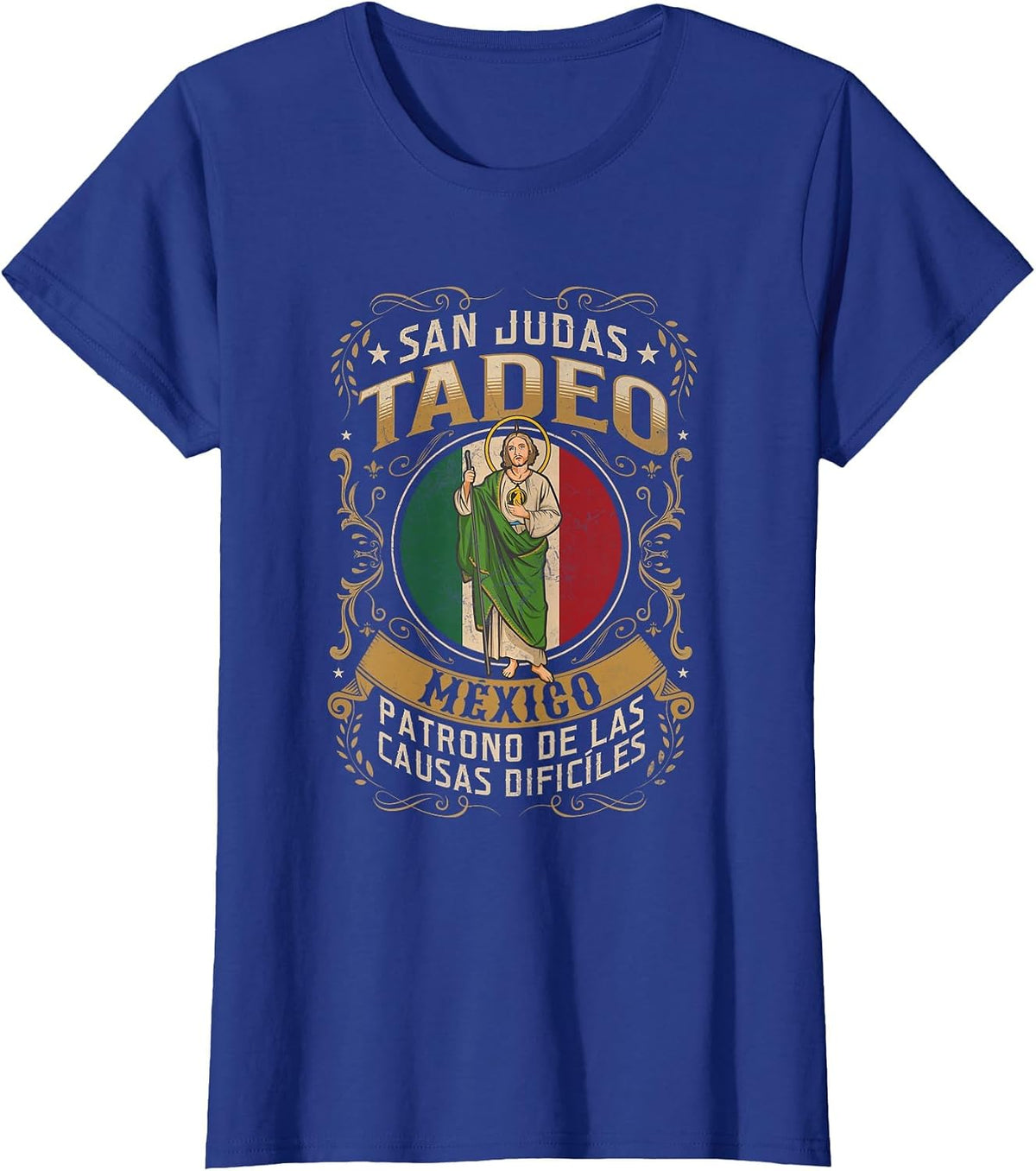 Patrono de causas difíciles San Judas Tadeo con México T-Shirt - Royal Blue