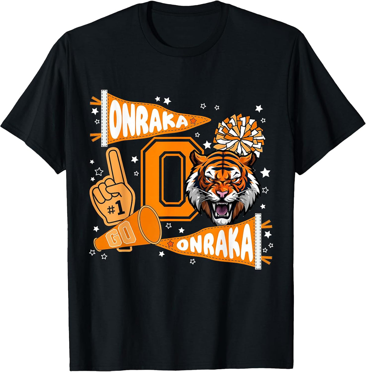 We are Onraka Retro Mascot School Cheering T-Shirt, Men, Black, Small - As Pictured