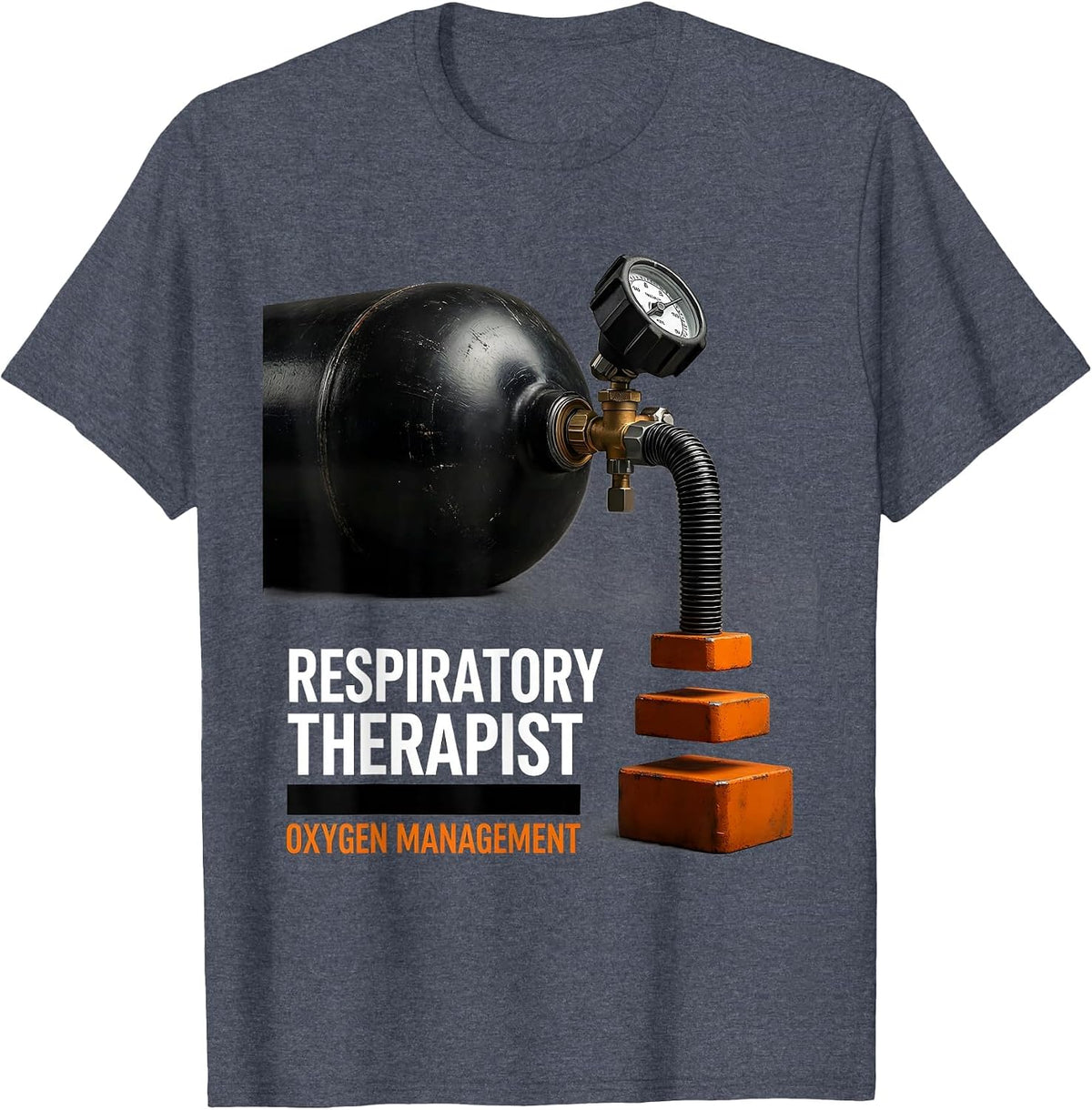 Respiratory Therapist Oxygen Management Healthcare T-Shirt - Heather Blue