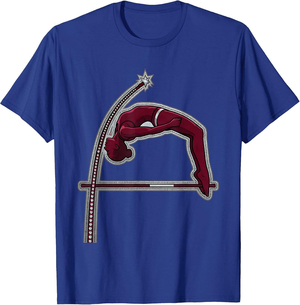 Pole Vault Athlete Graphic Sports Design T-Shirt - Royal Blue
