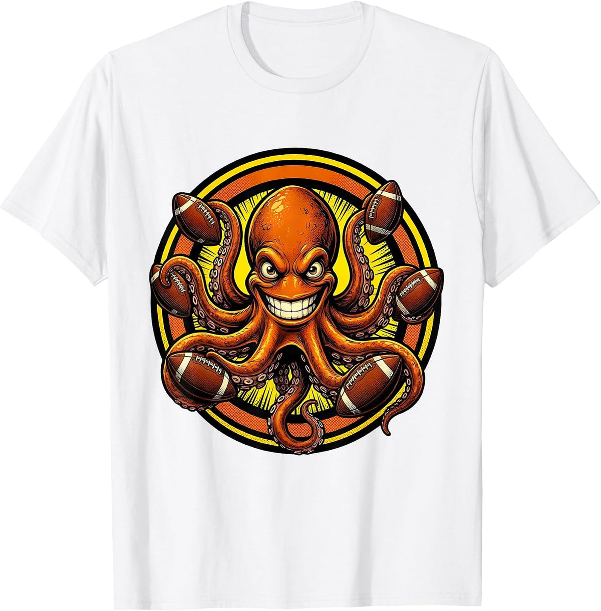 Men's Octopus Football Juggler Graphic Tee T-Shirt - White