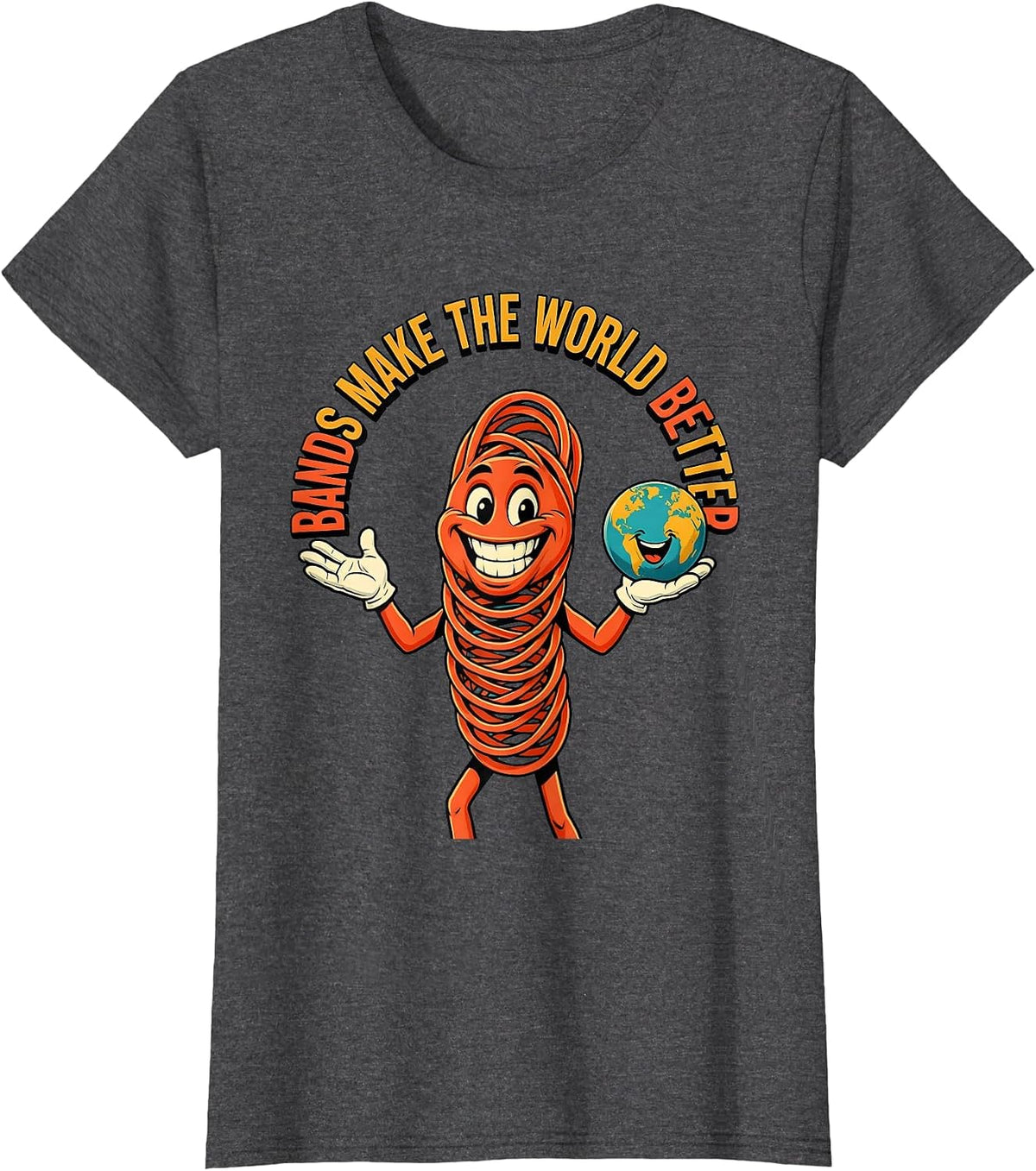 Women's Bands Make The World Better Music Lover Design T-Shirt - Dark Heather Grey