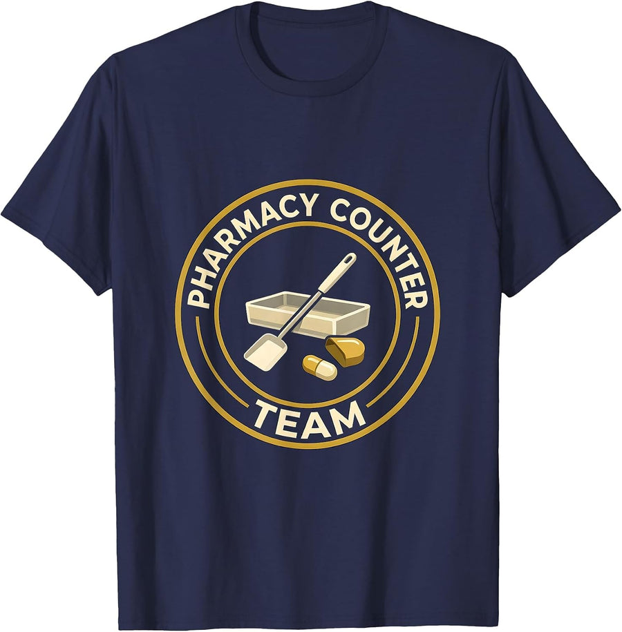 Pharmacy Counter Team Funny Pharmacist Pharmacy Technician T-Shirt - Navy Blue