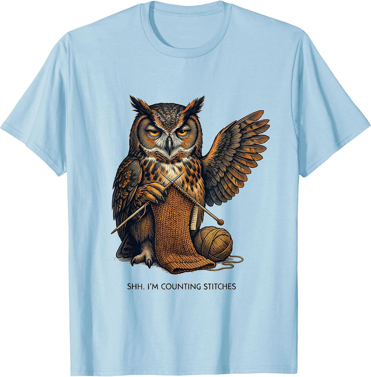 Men's Shh I'm Counting Stitches Funny Knitting Crafter Humor T-Shirt - Baby Blue