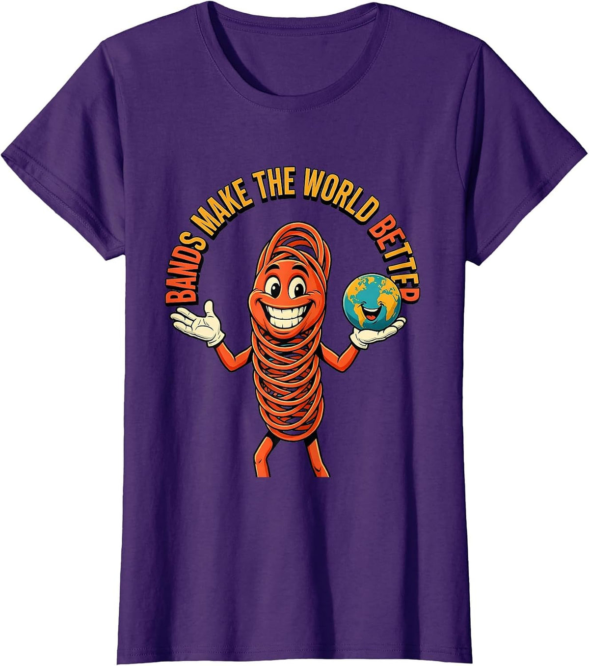 Women's Bands Make The World Better Music Lover Design T-Shirt - Purple