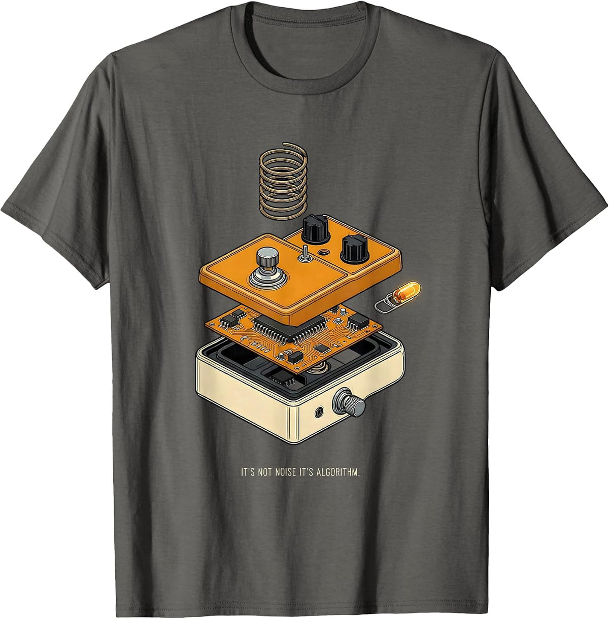 Men's Its Not Noise Its Algorithm Funny Heavy Metal Metalhead T-Shirt - Asphalt Grey