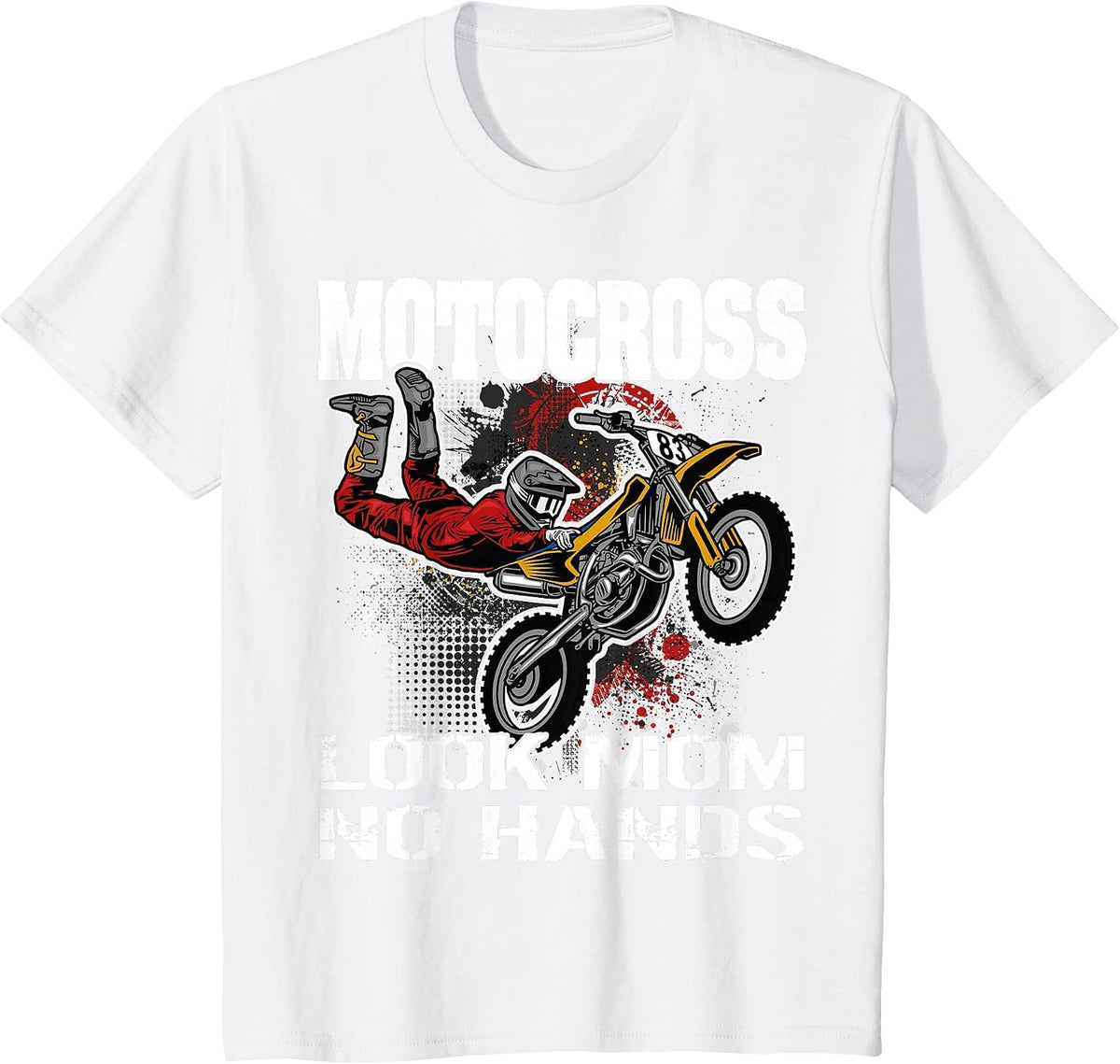 Dirtbike Motocross Look mom no Hands MX T-Shirt - White