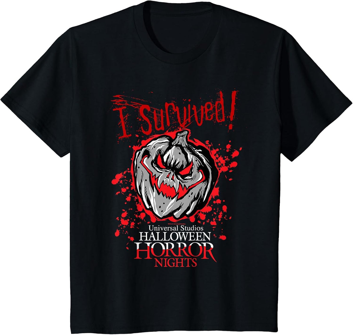 Halloween Horror Nights I Survived HHN Bloody Pumpkin T-Shirt - Black