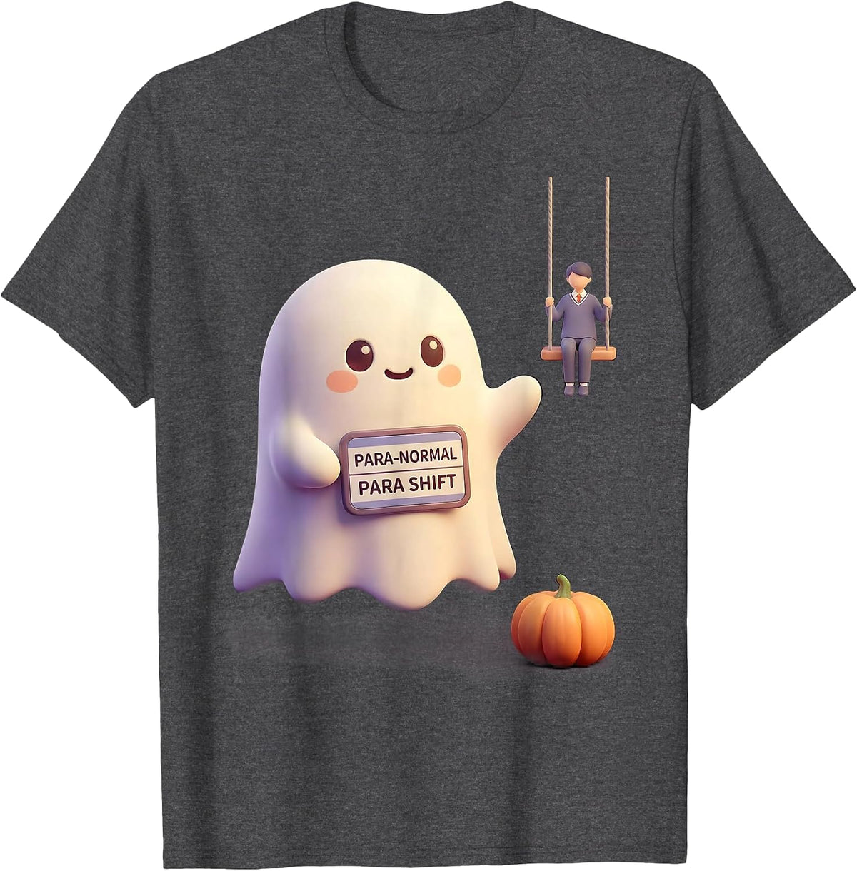 Para-Normal Para Shift Cute Kawaii Ghost Paraprofessional T-Shirt - Dark Heather Grey
