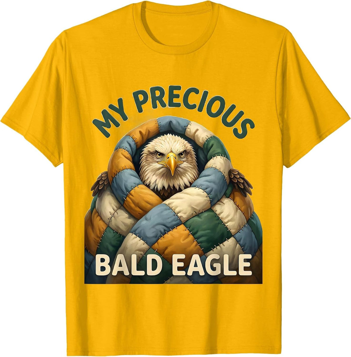 Men's My Precious Bald Eagle Funny Eagle Lover Novelty Mascot T-Shirt - Golden Yellow