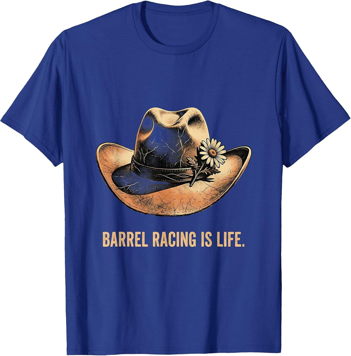 Barrel Racing Is Life Western Cowgirl Design T-Shirt - Royal Blue