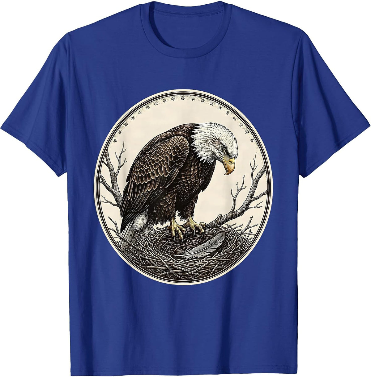 Bald Eagle Portrait Vintage Nature Lover Patriotic Pride T-Shirt - Royal Blue