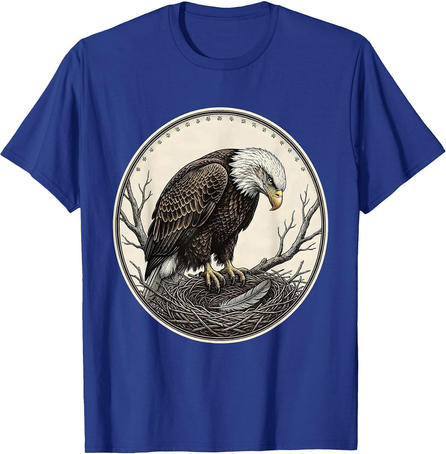 Bald Eagle Portrait Vintage Nature Lover Patriotic Pride T-Shirt - Royal Blue