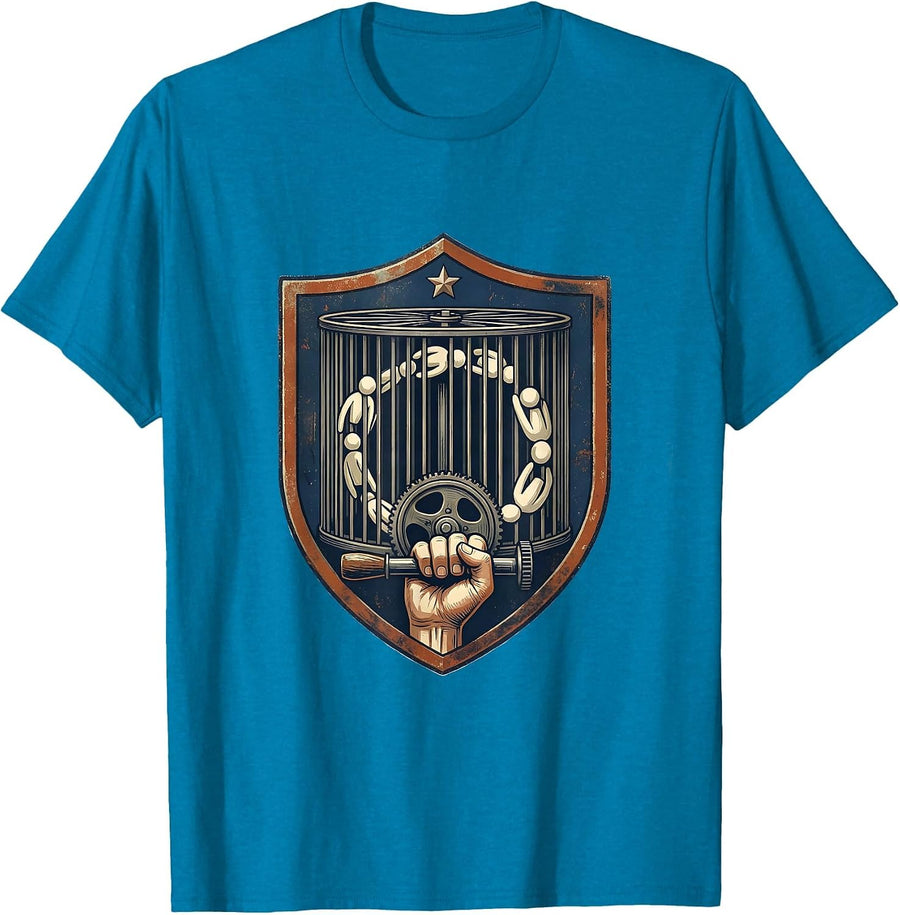 Vintage Shield Badge Police Officer Humor Gift T-Shirt - Sapphire Blue
