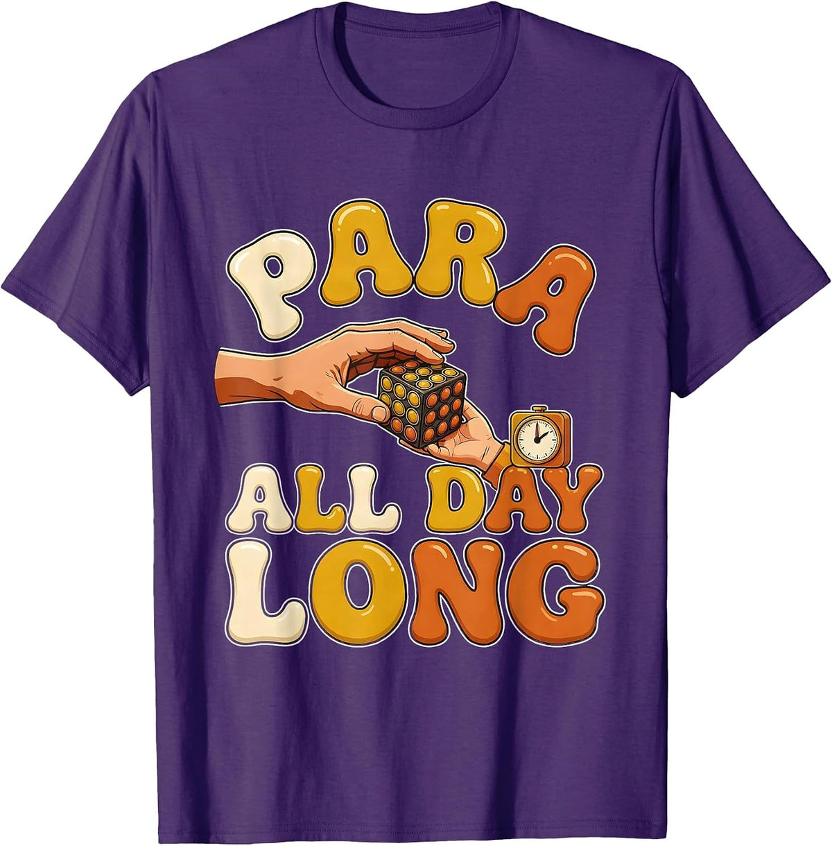 Para All Day Long Retro 70s Funny Paraprofessional T-Shirt - Purple