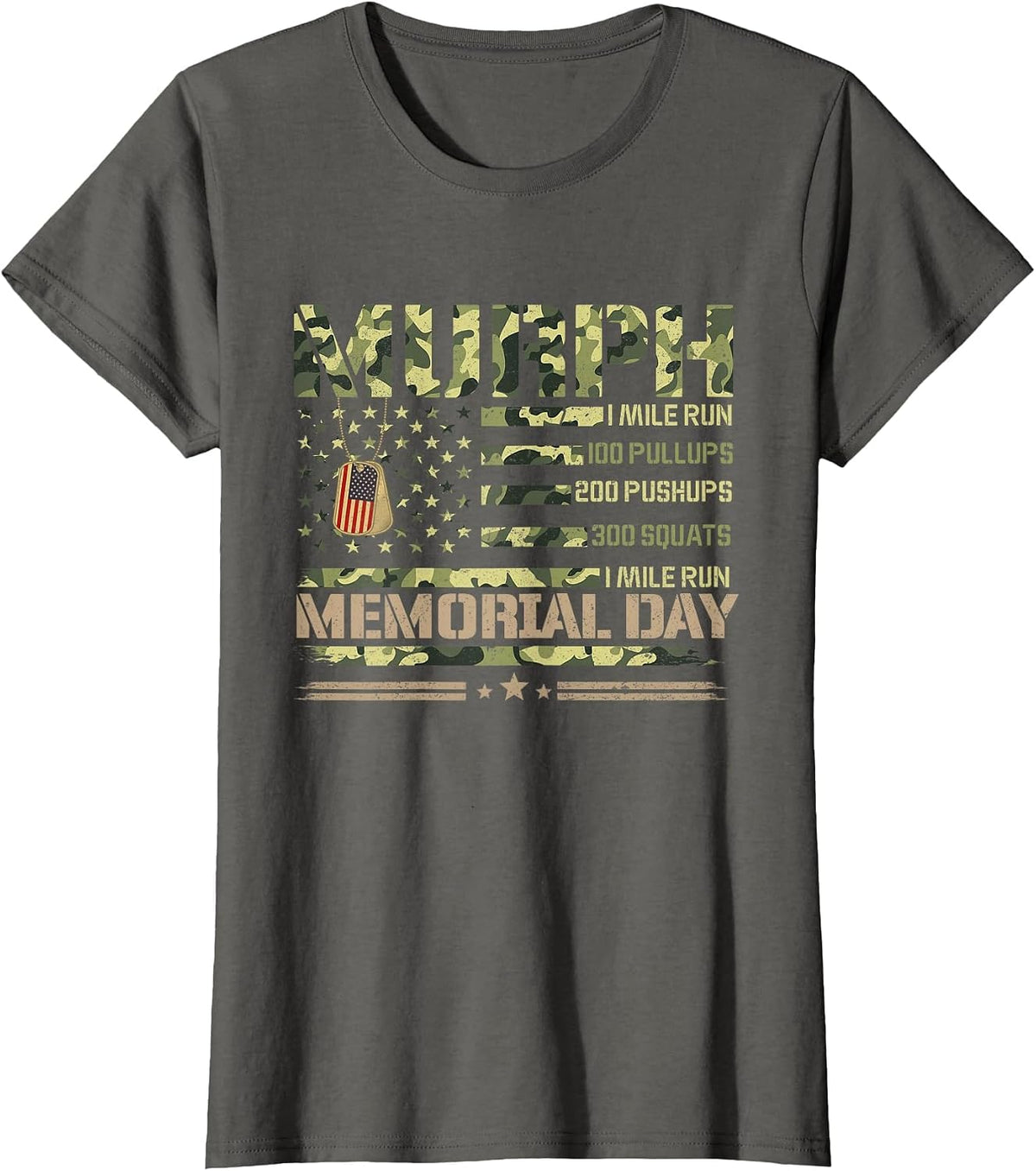 Murph Memorial Day for Weightlifters and Bodybuilder T-Shirt - Asphalt Grey