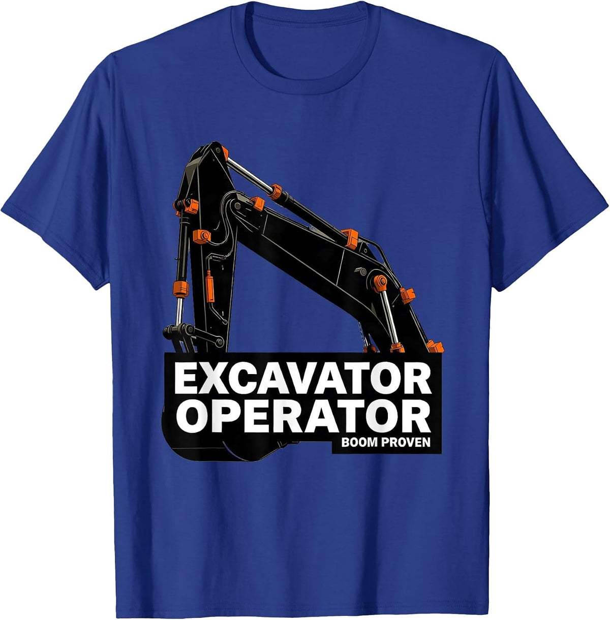 Men's Excavator Operator Boom Proven Brutalist Graphic Heavy T-Shirt - Royal Blue
