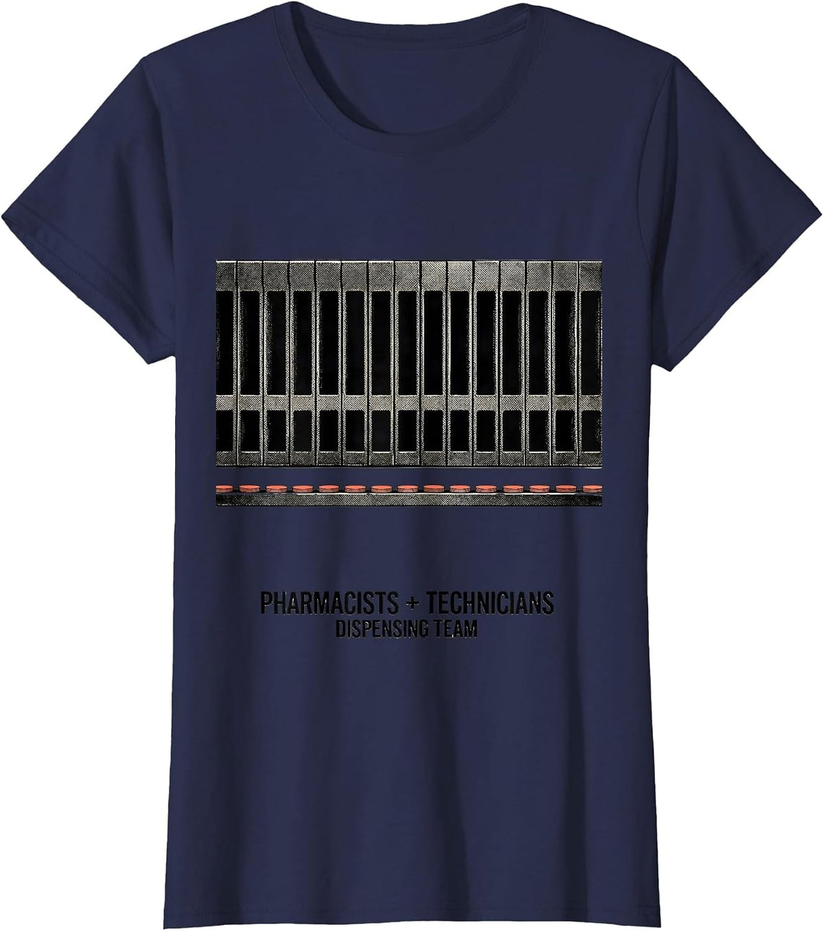 Women's Pharmacists + Technicians, Dispensing Team Funny T-Shirt - Navy Blue