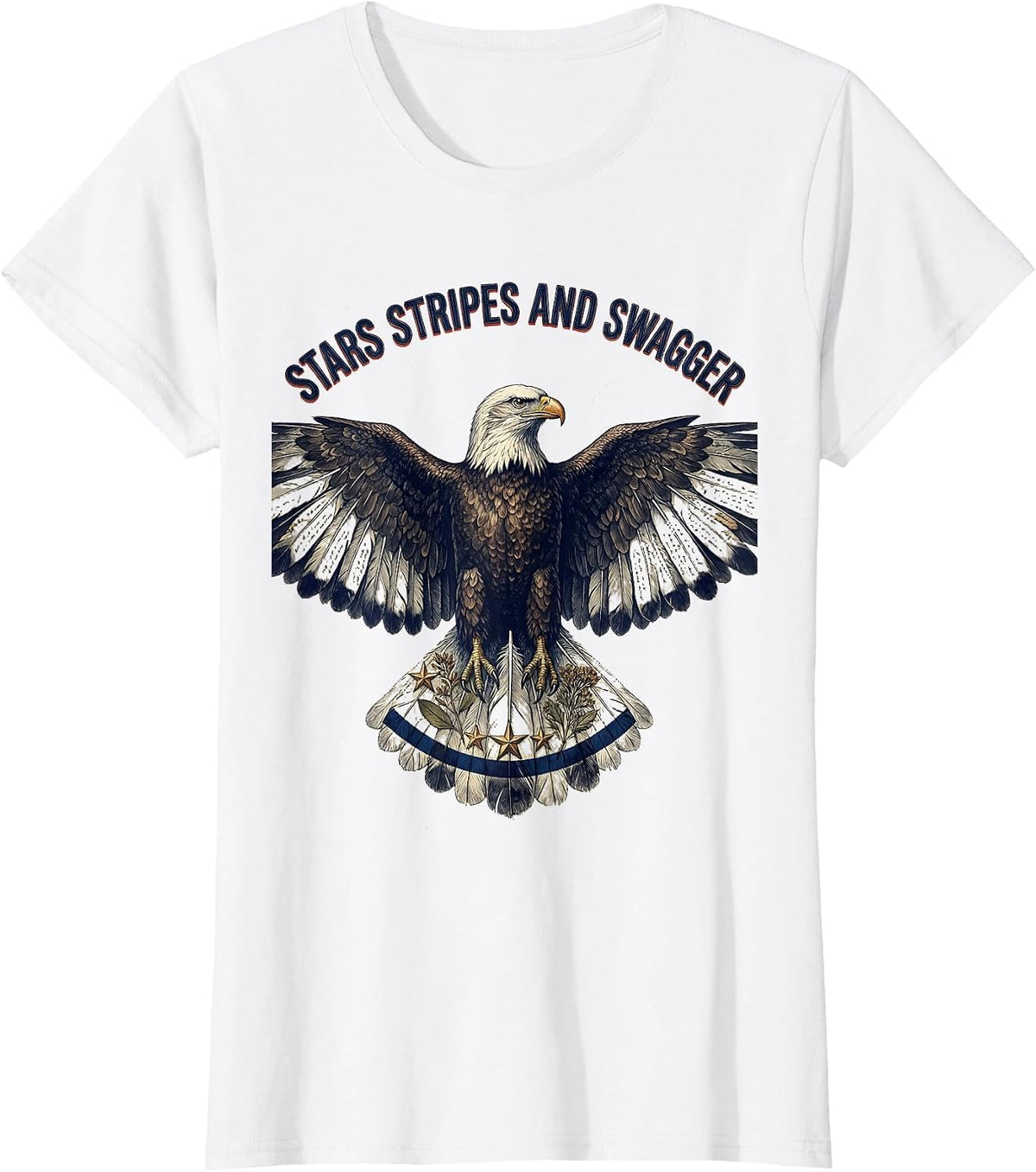 Stars Stripes and Swagger American Flag Design T-Shirt - White