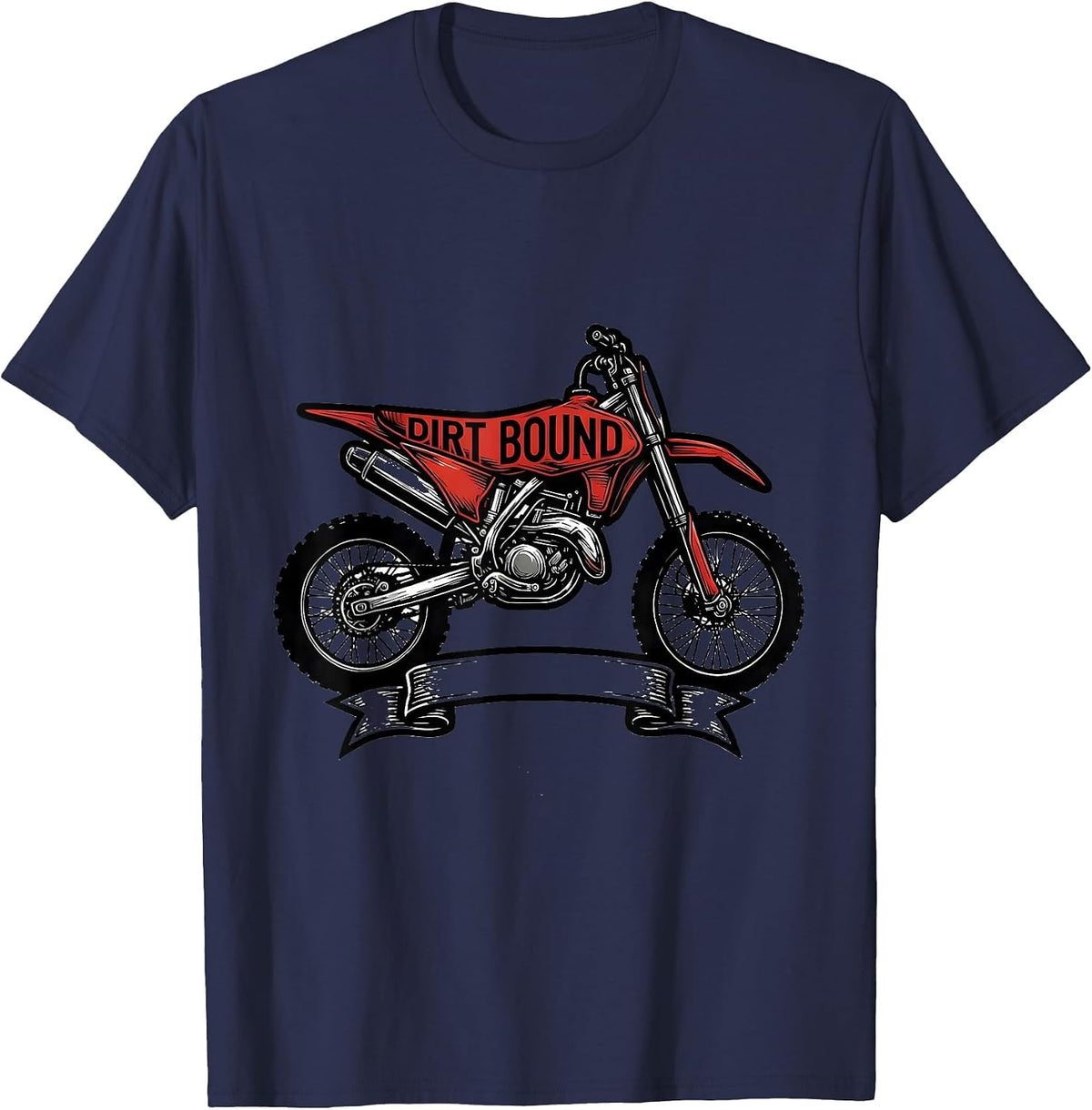 Dirt Bound Retro Dirt Bike Rider Motocross T-Shirt - Navy Blue