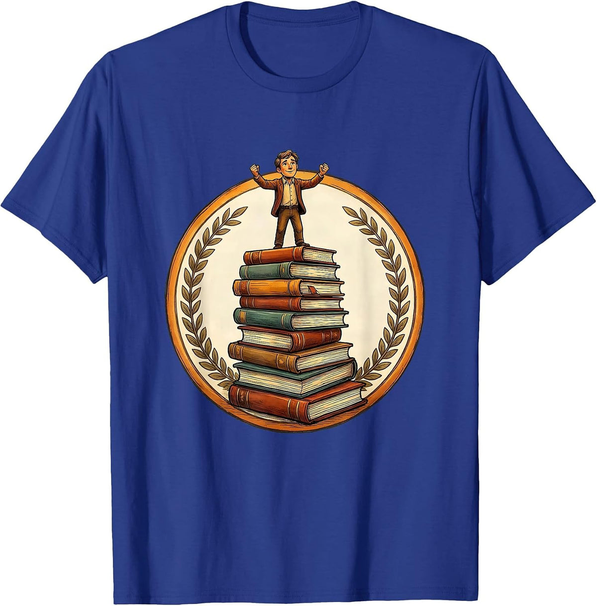 Paraprofessional Standing Tall on Books Graphic T-Shirt - Royal Blue