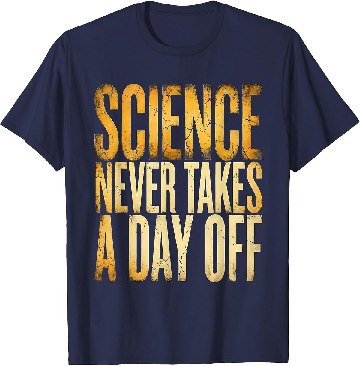 Men's Science Never Takes a Day Off Teacher Design T-Shirt - Navy Blue