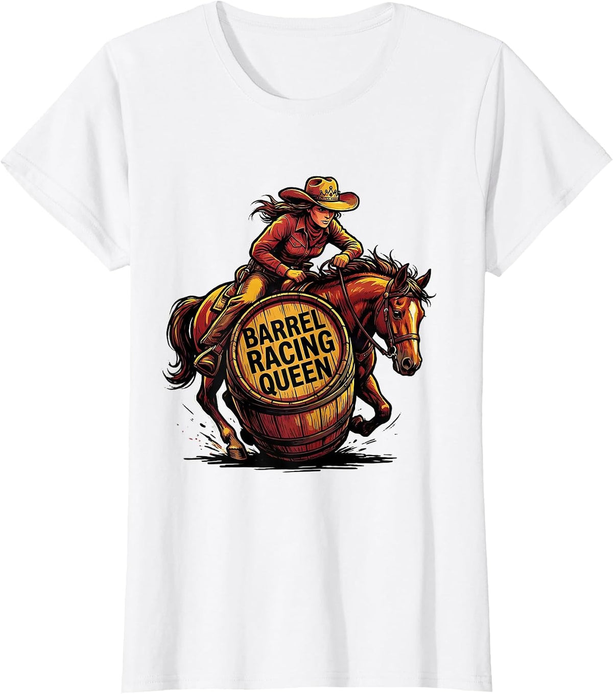 Barrel Racing Queen Rodeo Design T-Shirt - White