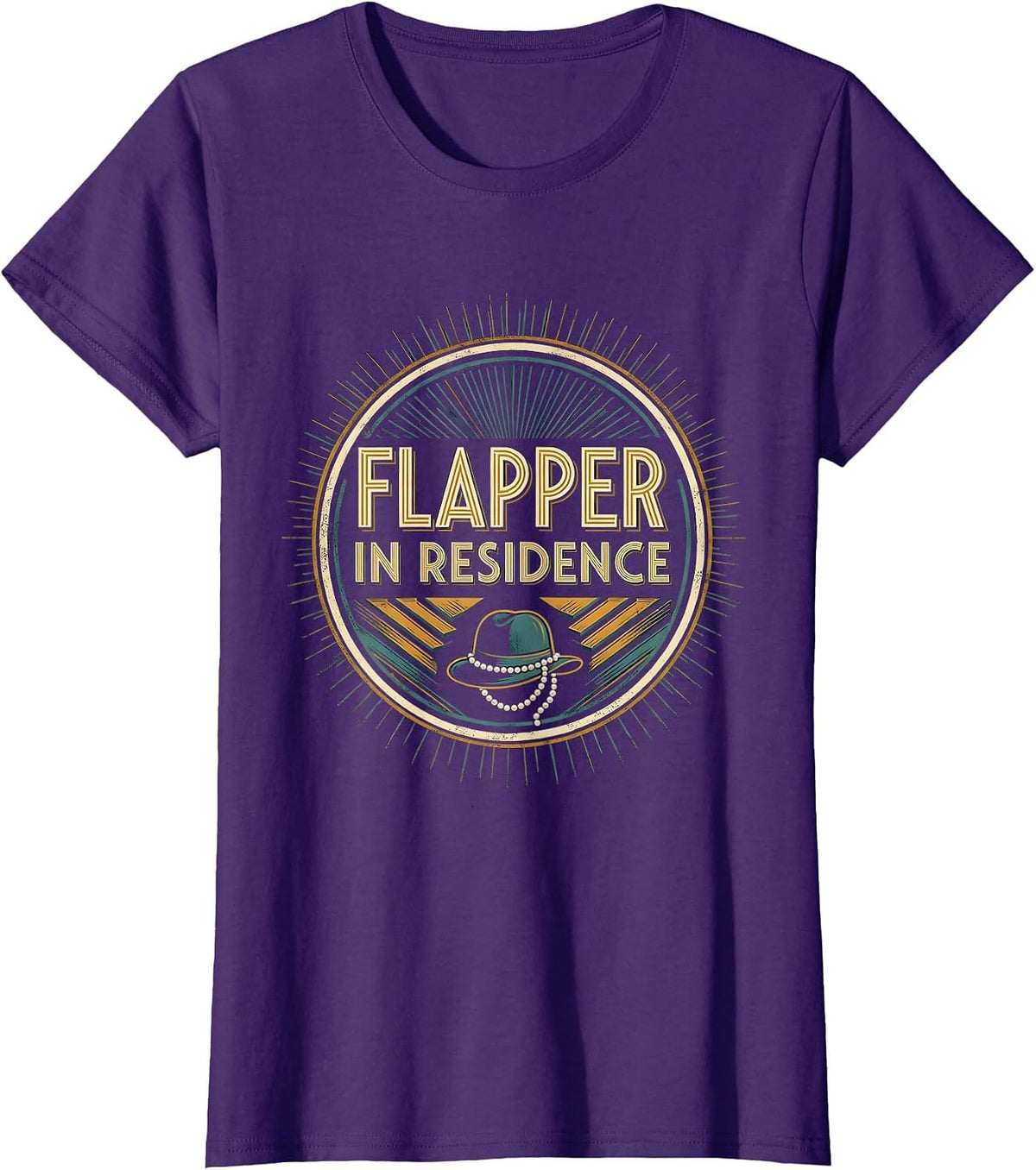 Women's Flapper In Residence Vintage Roaring 1920s Party Costume T-Shirt - Purple