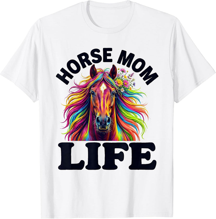 Men's Horse Mom Life Equestrian Lover Design T-Shirt - White