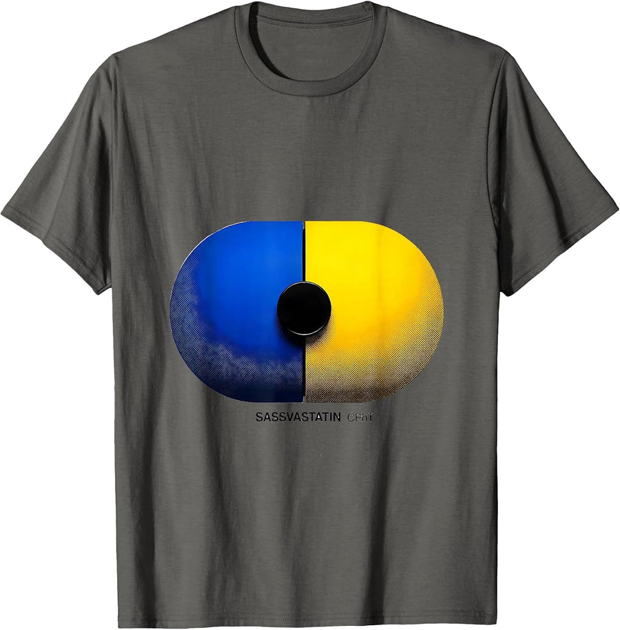 Sassvastatin, CPhT Funny Pharmacy Tech Pharmacist Pun T-Shirt - Asphalt Grey