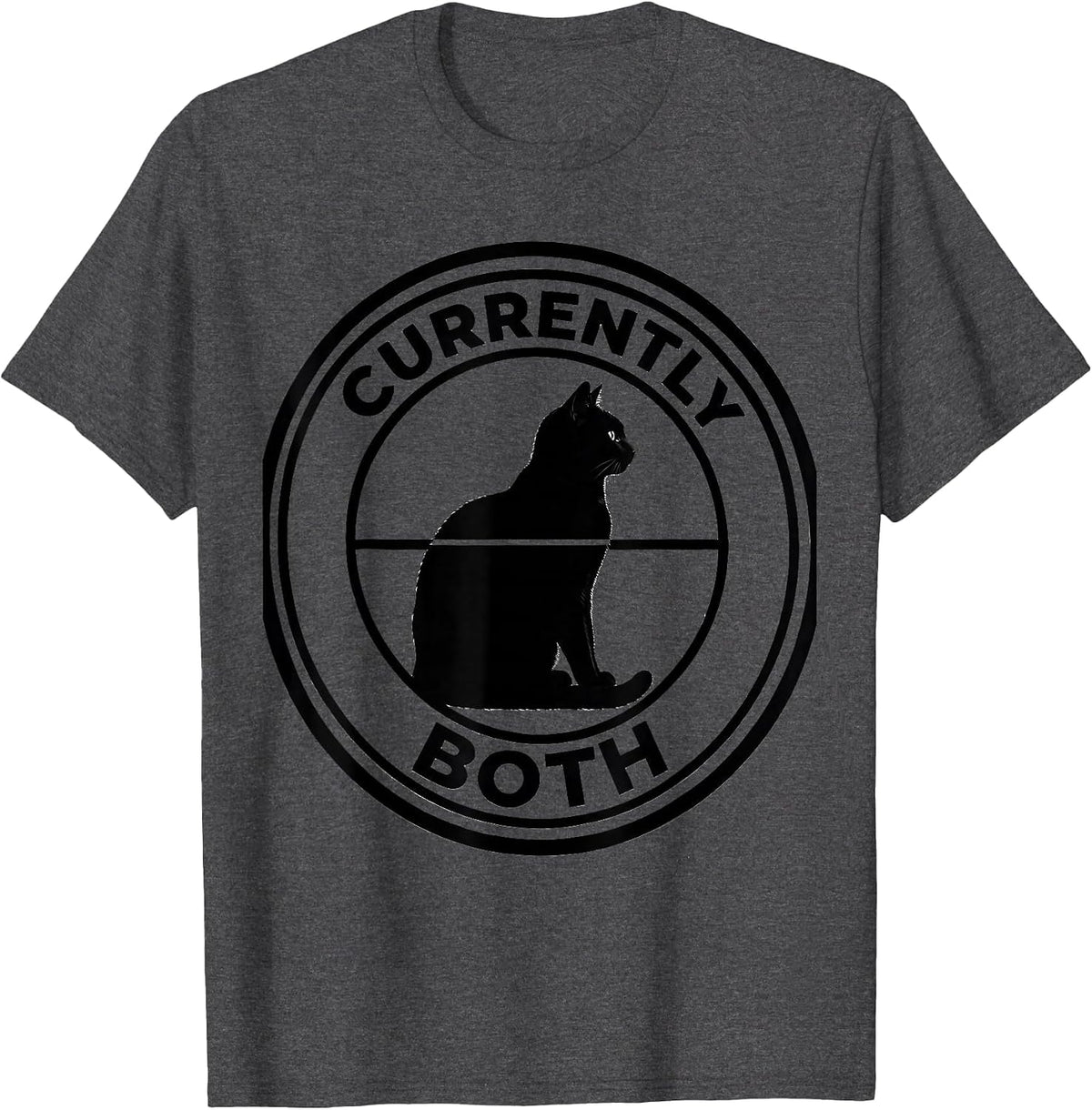 Currently Both Quantum Physics Cat Humor Science Geek T-Shirt - Dark Heather Grey
