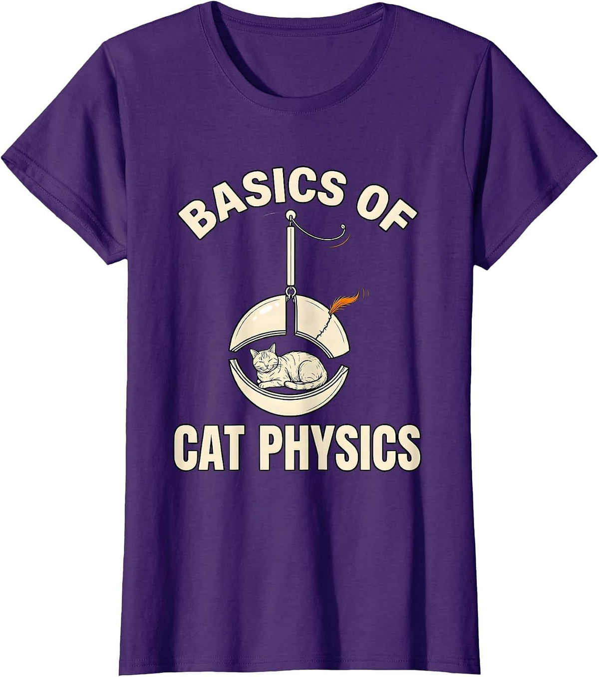 Women's Basics Of Cat Physics Funny Math Cat Teacher Gift T-Shirt - Purple