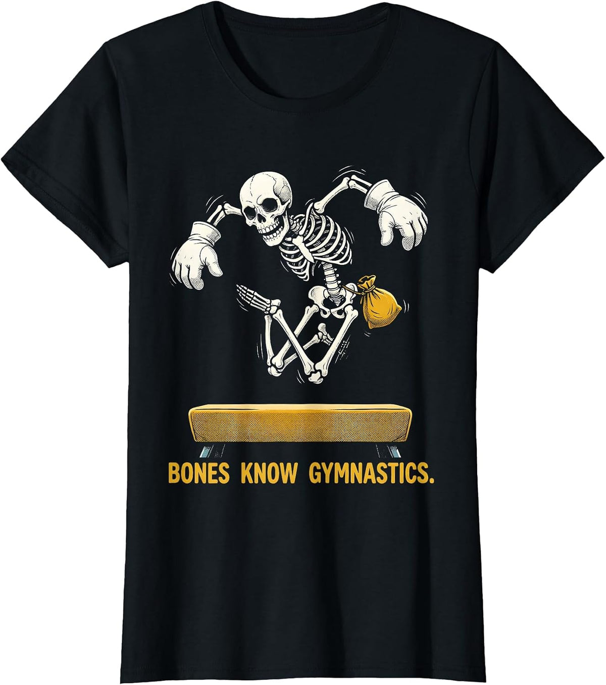 Bones Know Gymnastics Funny Skeleton Halloween Costume Kids T-Shirt - Black