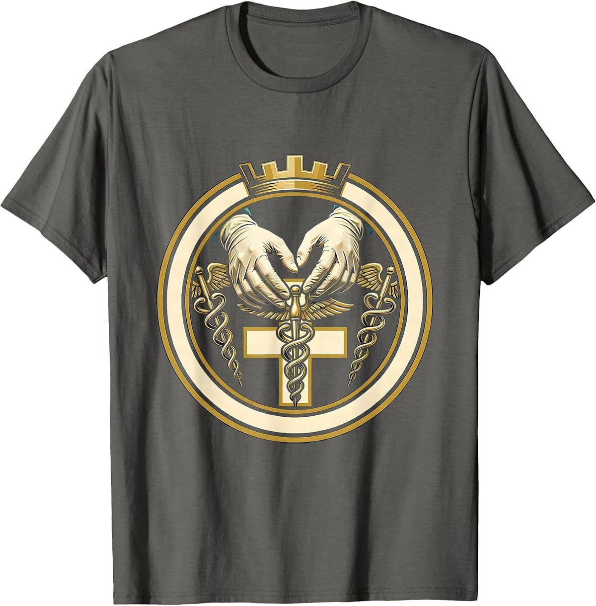 Surgeon Hands Operation Spotlight Emergency Design T-Shirt - Asphalt Grey
