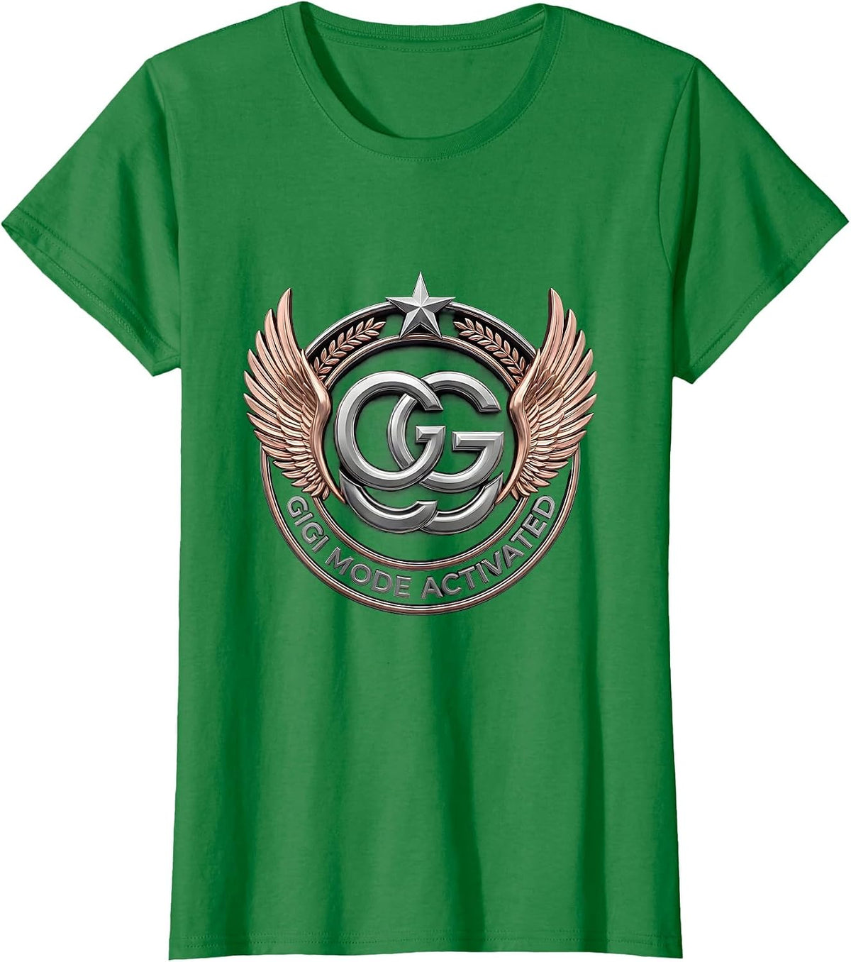 Women's Gigi Mode Activated Fun Grandma Design T-Shirt - Kelly Green