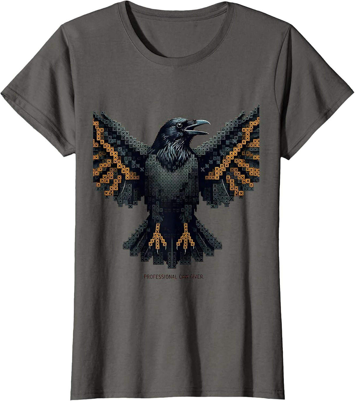 Women's Professional Caw Giver Funny Crow Design T-Shirt - Asphalt Grey