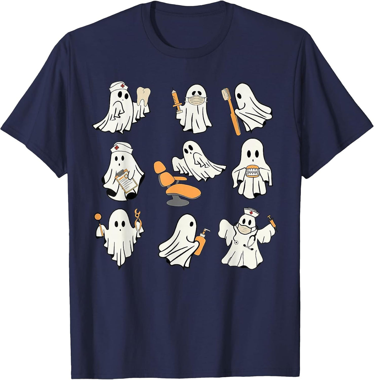 Halloween Dentist Dental Assistant Dental Hygiene T-Shirt - Navy Blue