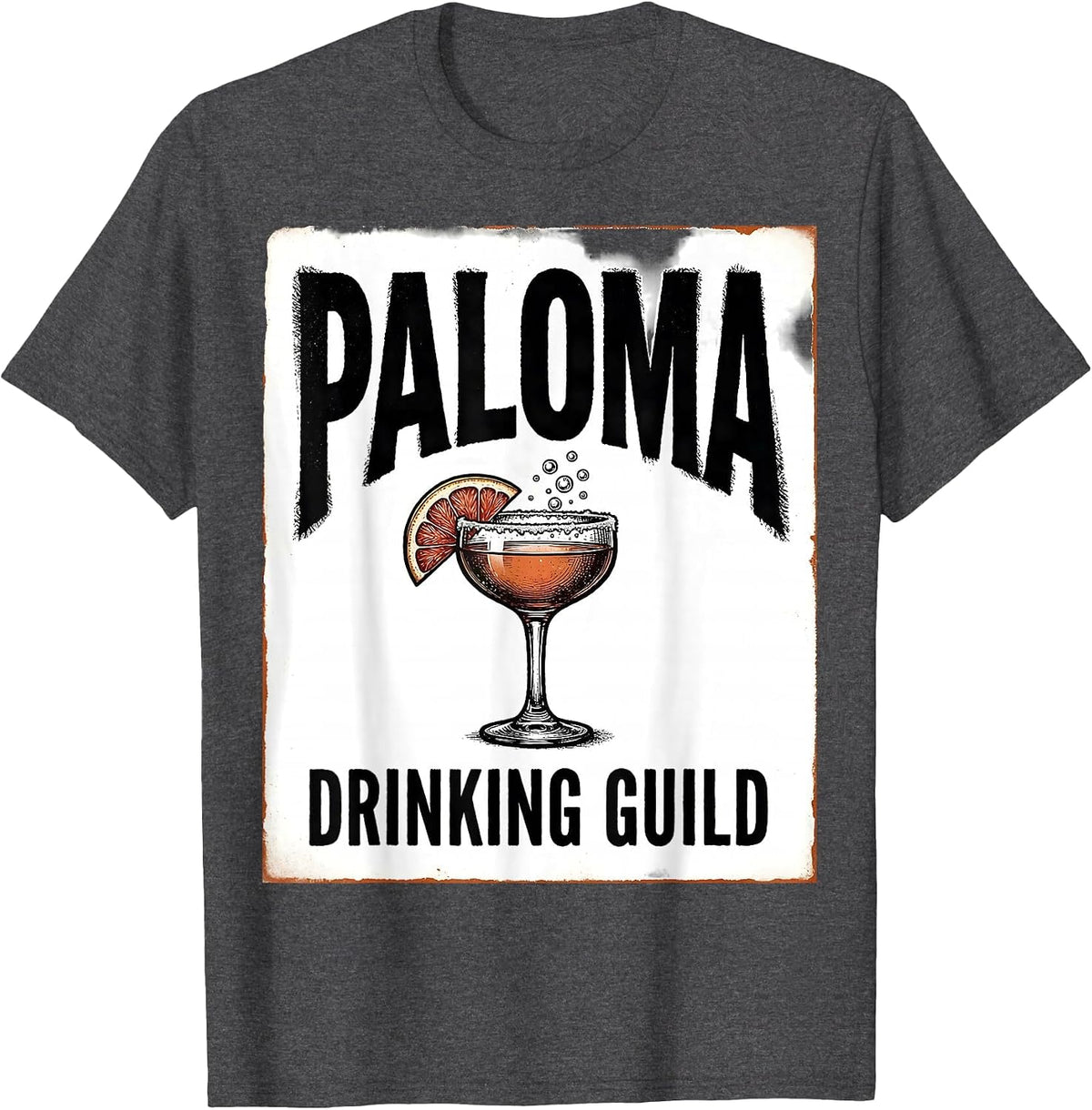 Paloma Drinking Guild Rubber Stamp Drinking Humor Party Gift T-Shirt - Dark Heather Grey