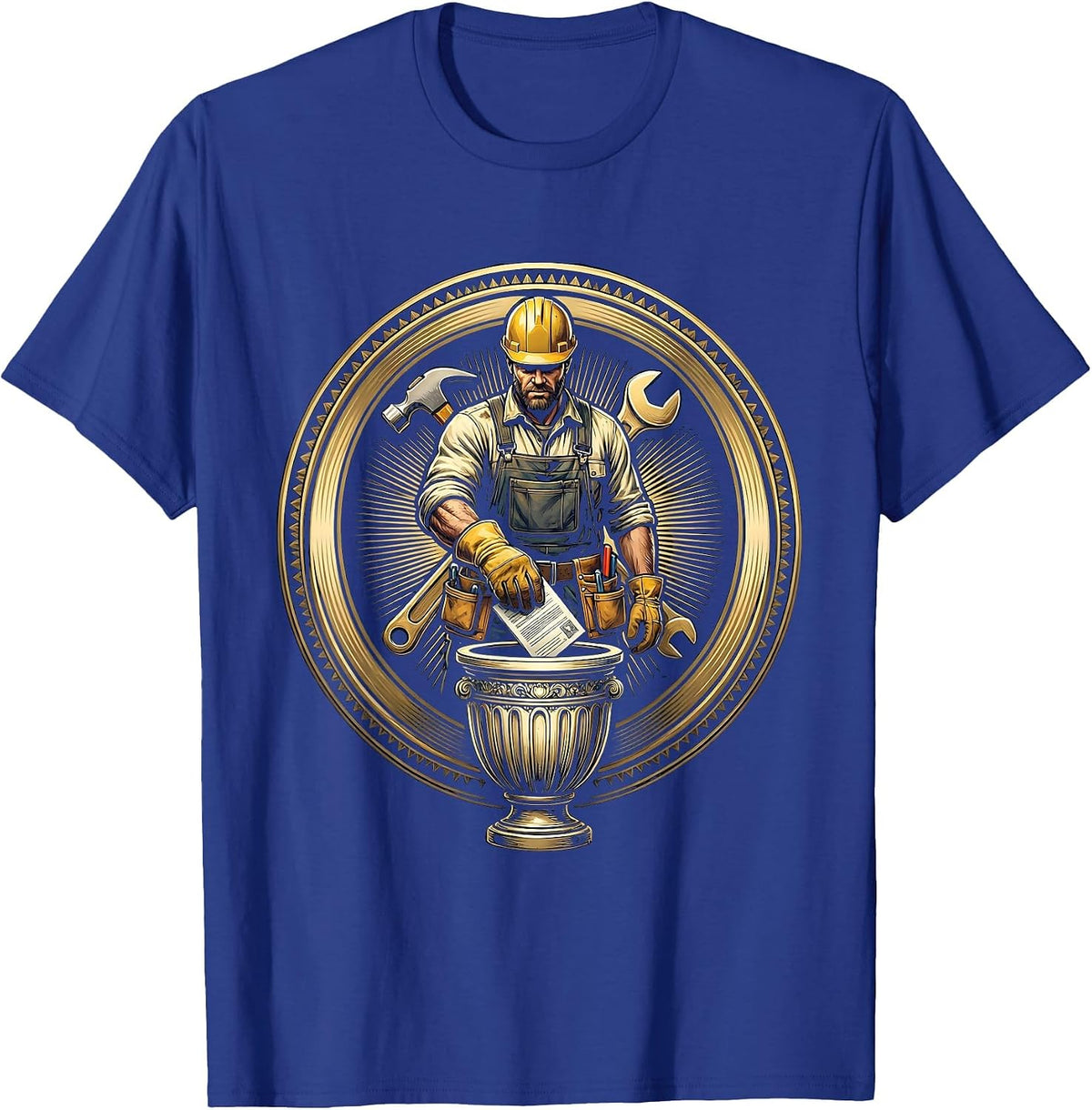 Voting Worker Civic Pride Labor Day Graphic T-Shirt - Royal Blue
