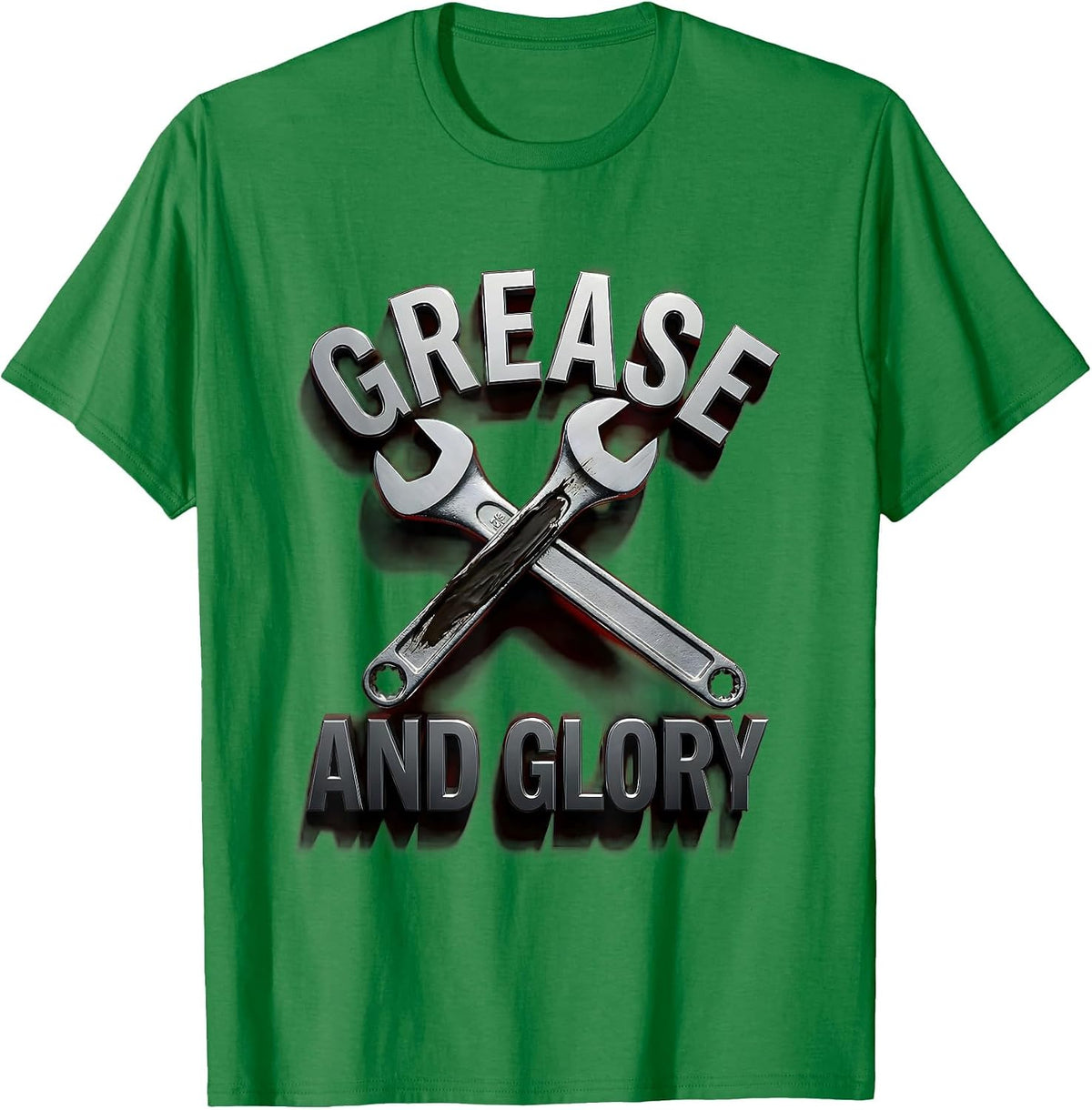 Men's Grease and Glory Blue Collar Worker Design T-Shirt - Kelly Green
