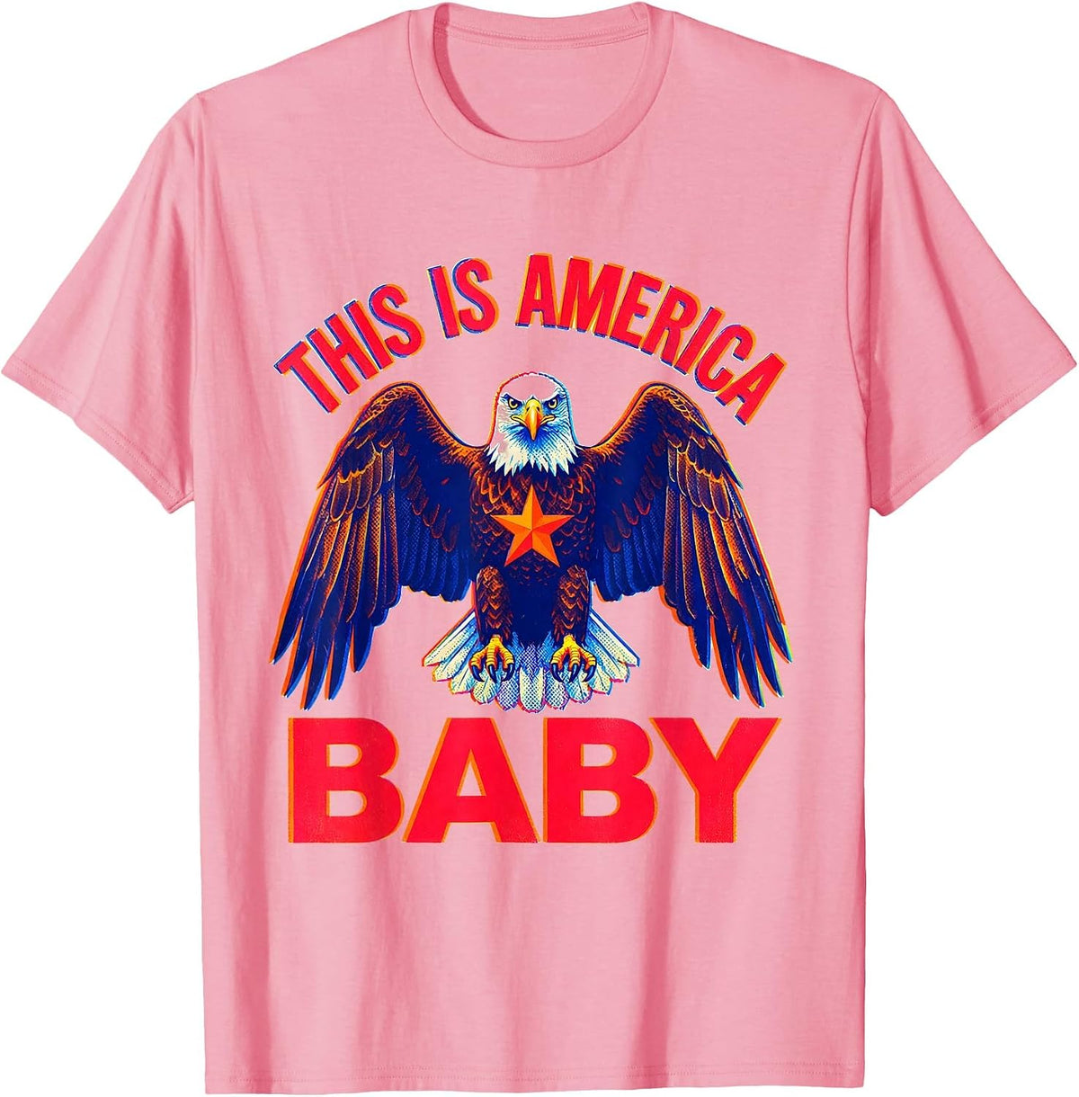 This Is America Baby Patriotic Graphic Design T-Shirt, Men, Pink, 3X-Large - As Pictured