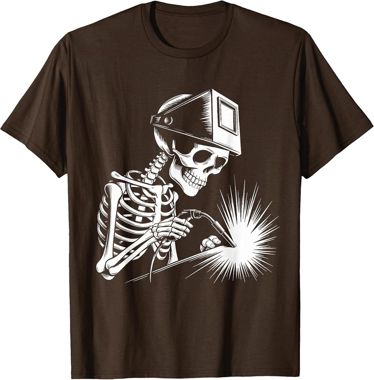 Funny Skeleton Welding Lovers Spooky Halloween Welder T-Shirt - Brown